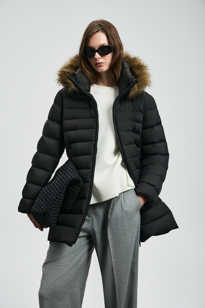 Lufian Elıt Kaz Tüyü Kadın Mont Siyah