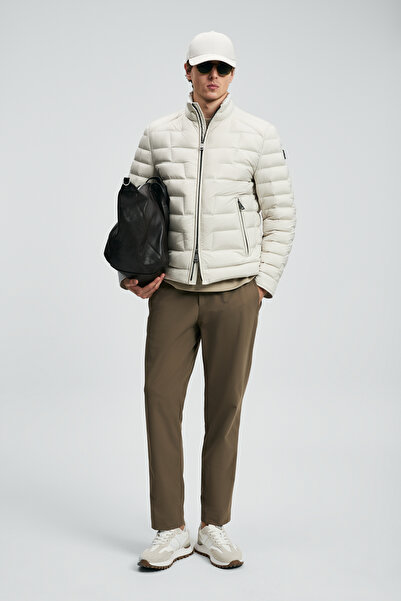 Lufian Ανδρικό παλτό Lukas Kaz Feather Ecru