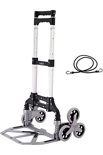 RUBIK Stairs Climbing Trolley Cart with 6 Wheels and Bungee Cord, Folding Adj...