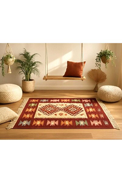 OEM Covor tradițional, dimensiune 140 x 210 cm, roșu și crem, model SPIC DE GRAU