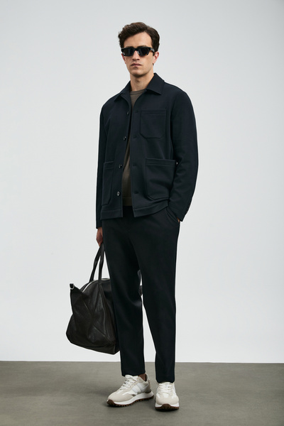 Lufian Pantaloni chino pentru bărbați Copernı Smart slim fit negru