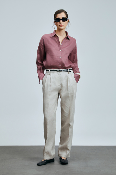 Lufian Navasa Women's Linen Trousers Beige