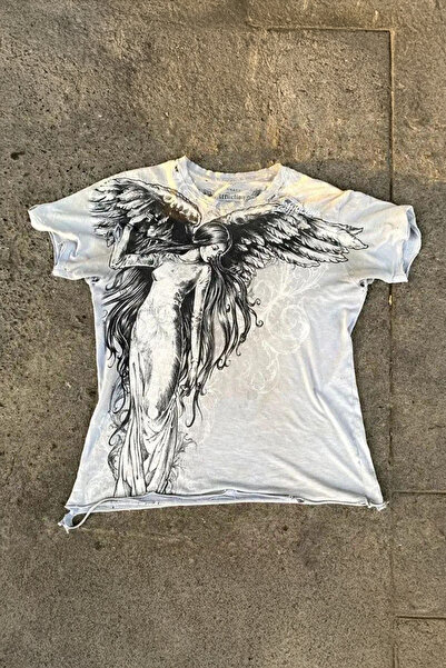 Köstebek Beyaz Vintage Angel Affliction Cyber Grunge Unisex T-shirt