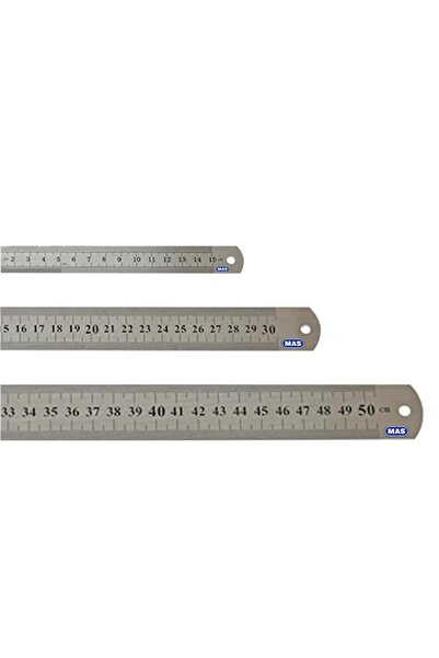 Mas Çelik Cetvel 15 Cm + 30 Cm + 50 Cm - 3'lü Set