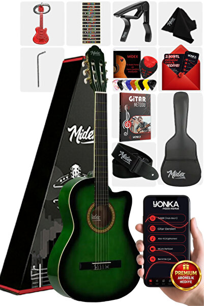 Midex MGX-100GR Üst Seviye Klasik Gitar 4/4 Sap Ayarlı (Çanta Askı Capo Metod...