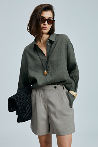 Lufian Cămașă de damă din in kaki - Barri