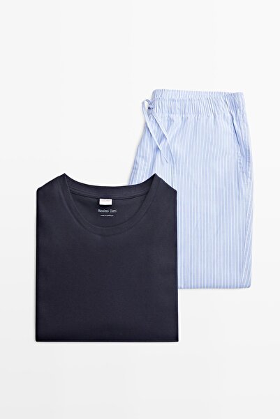 Massimo Dutti Kısa kollu pijama üstü ve çizgili pantolon