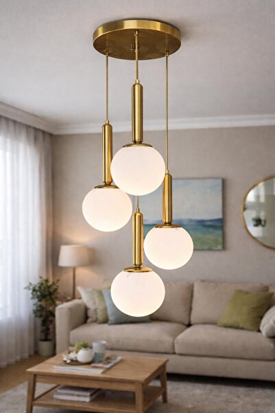 MINIMAL ETICARET VE BILGI TEKNOLOJILERI Golden Ball Quad Cam Avize