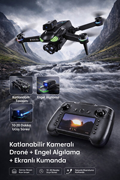 beemen R08-S Katlanabilir Kameralı Drone + Ekranlı Kumanda | OAS Engel Algıla...