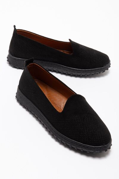 Hayalimdeki Ayakkabı حذاء باليه نسائي من الجلد الطبيعي باللون الأسود من جلد ا...