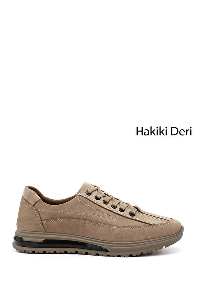 GÖNDERİ(R) Men's Sand Nubuck Lace-Up Genuine Leather Sneaker