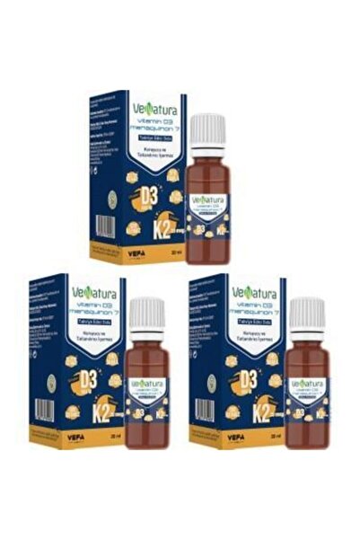 VeNatura Vitamin D3 K2 Takviye Edici Gıda 20 Ml 3 Adet