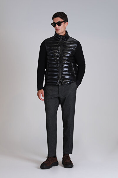 Lufian Ανδρικό παλτό Glenn Goose Feather Μαύρο