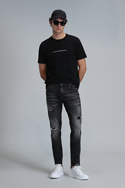 Lufian Ανδρικό παντελόνι Lotus Smart Jean Slim Fit Μαύρο