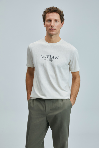 Lufian Love Modern Grafik T- Shirt Ekru