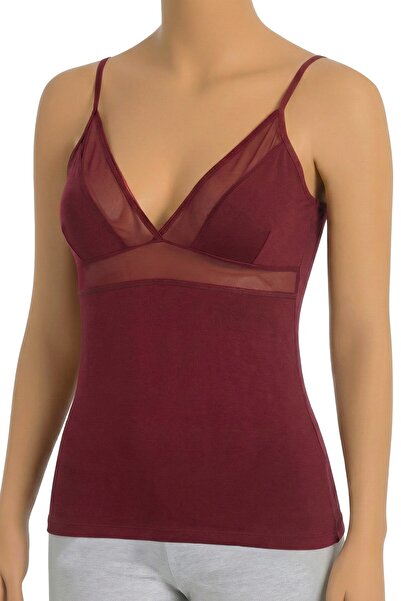 Öts Kadın Atlet Tüllü İp Askılı (%96 Pamuk - %4 Elastan)