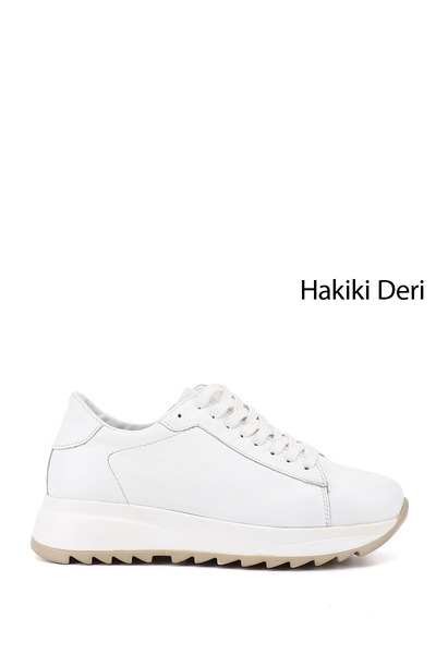 GÖNDERİ(R) Γυναικείο sneaker από γνήσιο δέρμα σε λευκή σόλα με κορδόνια