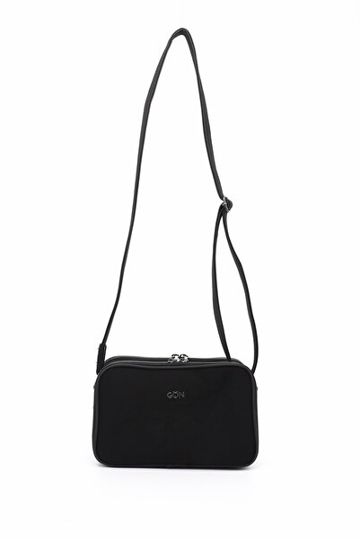 GÖNDERİ(R) حقيبة كتف نسائية ذات حزام طويل من جلد الغزال الأسود