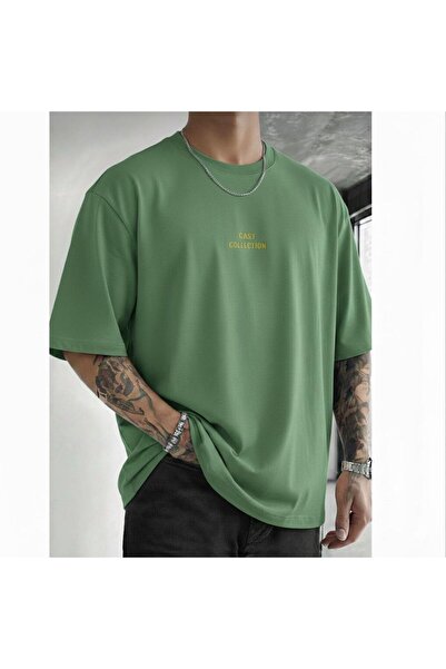 NO 601 Tricou verde oversize pentru bărbați, din colecția Gold Cast, cu imprimeu