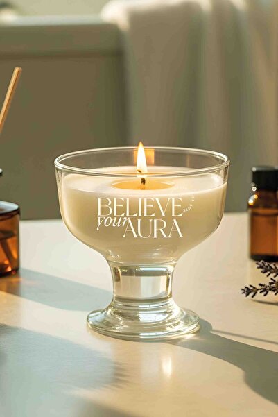 Believe Your Aura Sandal Ağacı Kokulu Mum - %100 Doğal Soya Mumu Aromaterapi ...