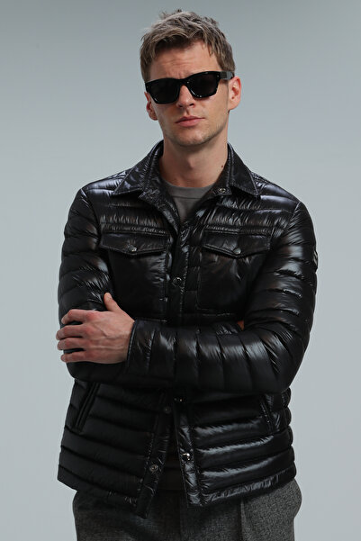 Lufian Pánský kabát Kane Goose Feather Černý