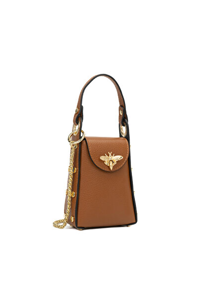 Posete Fagaras Poseta Piele Lia - Coniac, Geanta Casual din Piele Naturala, G...