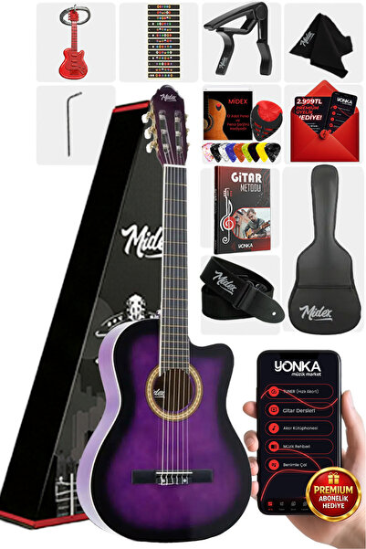 Midex MGX-100PRP Üst Seviye Klasik Gitar 4/4 Sap Ayarlı (Çanta Askı Capo Meto...