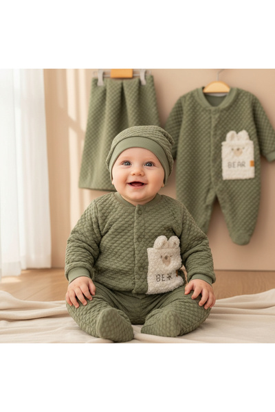 MİLAYS LİFE HOME COLLECTİON طقم ملابس للأطفال الذكور مكون من 5 قطع مع قبعة وغ...