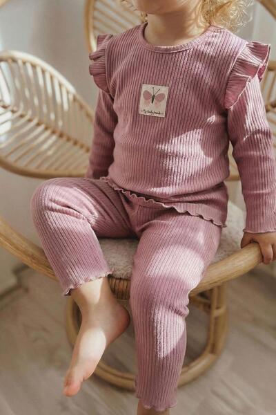 Cigit Label Detailed Seasonal Girl Suit 1-10 Years Old Lilac