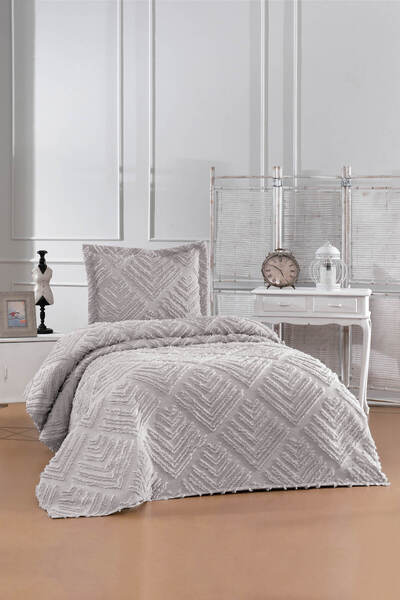 DANTEELHOME Valencia 2-Piece Single Bed Pique Set Gray