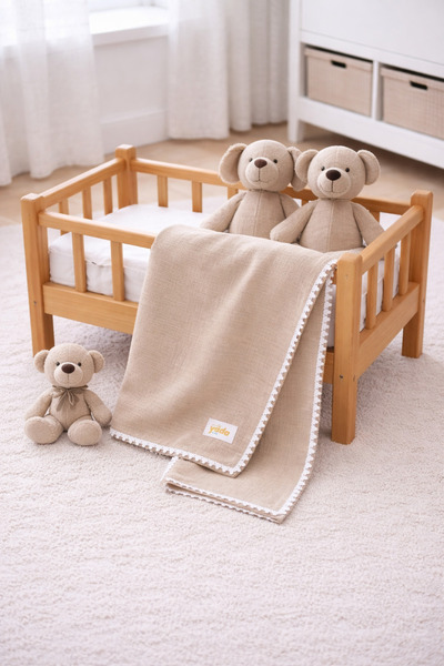 Yada Baby بطانية أطفال من الدانتيل بطبقة مزدوجة من الموسلين