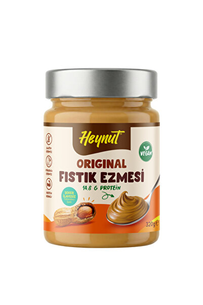 HEYNUT Original Şeker İlavesiz Fıstık Ezmesi 320 g Katkısız Glutensiz Vegan Yüksek Protein