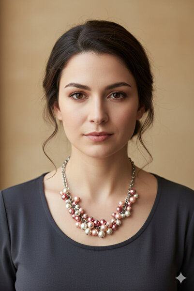 PETEK AKSESUAR RENKLİ İNCİ SALKIM KOLYE