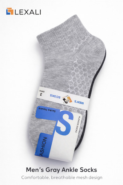 Lexaly Casual socks (grey, gray, and brown) 3 pieces