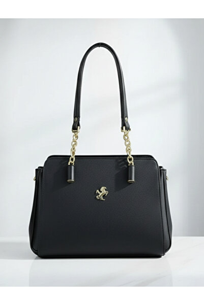 Çanta Trend Miami Polo Clup Women's Bag with 5-Eye Chain Hand Strap Detail an...