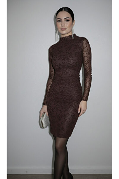 PERADO Flock Printed Waist Draped Midi Dress