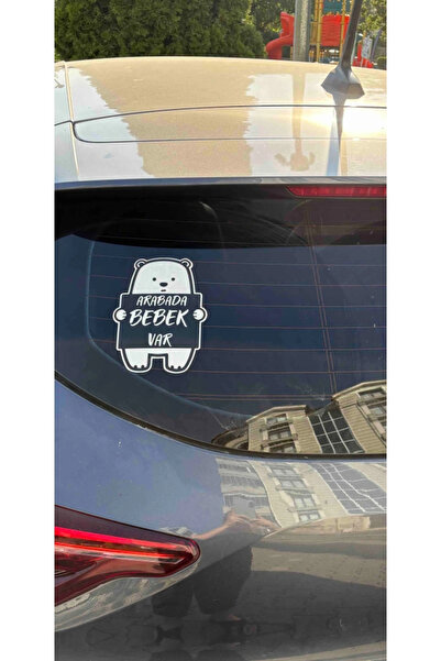 ModernSanatDükkanı Arabada Bebek Var Ayıcık Araba Sticker