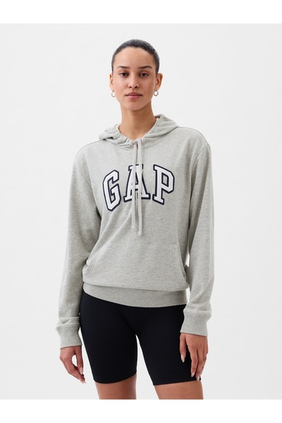GAP Kadın LIGHT HEATHER GREY B08 Logo Havlu Kumaş Sweatshirt