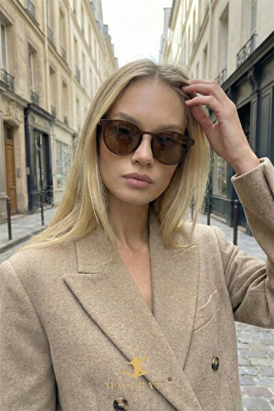 MACERATİ Petta Vintage Brown Oval Uv400 Filtered Sunglasses