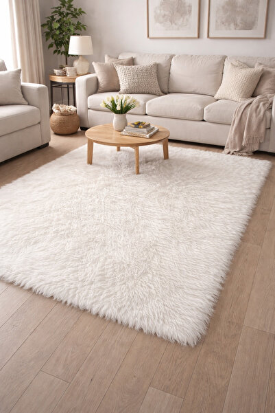 EYPRICH KUZU POST PELUŞ BEYAZ PREMİUM HALI - YUMUŞAK DOKULU