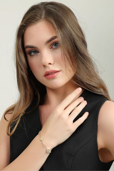 Sembol Gold Altın Yonca Bileklik Kare Forse 3 mm 20 cm