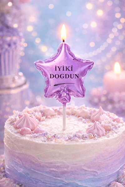 funworld Happy Birthday Star Cake Candle Metallic Shiny Birthday Cake Candle ...