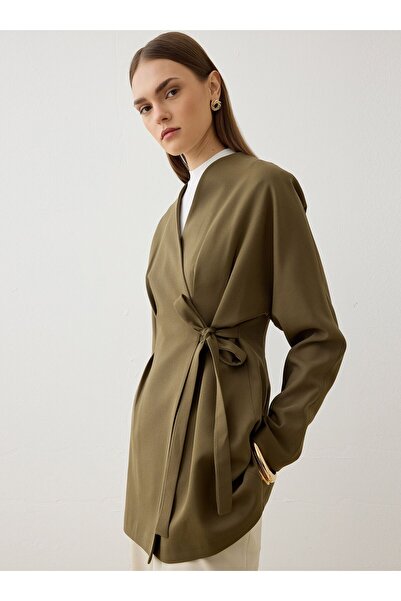 Refka Kuşaklı Yandan Bağlamalı Ceket - Haki -