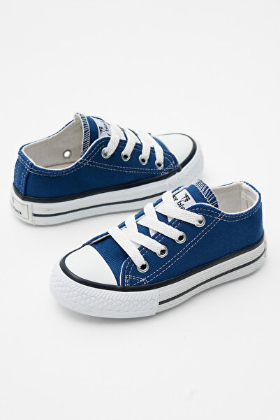 Tonny Black Çocuk Unisex Kot Mavi Rahat Kalıp Bağcıklı Spor Ayakkabı