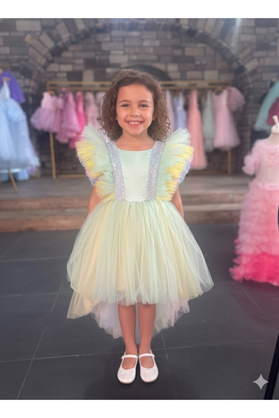 Asel Kids Girl's Mini Tail Green Special Day Dress