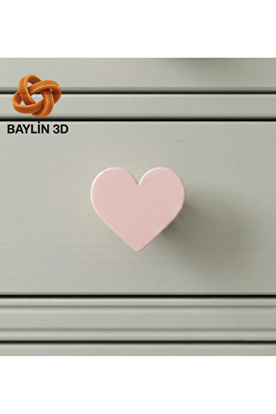 Baylin3D Kalp Görünümlü Dolap Kulpu - Çocuk Odası Modern, Şık ve Dayanıklı Mo...