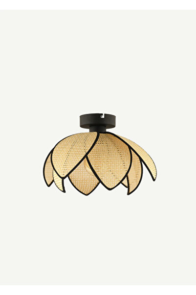 Bella Maison Amaya Plafonyer Rattan Avize Krem-Siyah (26x20 cm)