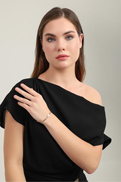 Sembol Gold Gurmetli Yonca Bileklik 19 cm En 4 mm