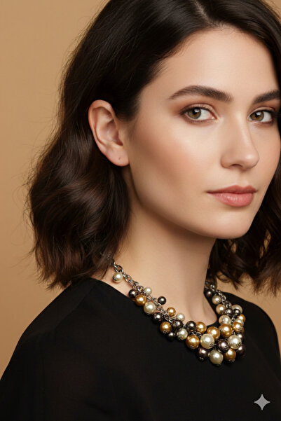 PETEK AKSESUAR Colorful Pearl Collar Necklace