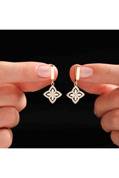 Sembol Gold Şans Yoncalı Altın Küpe